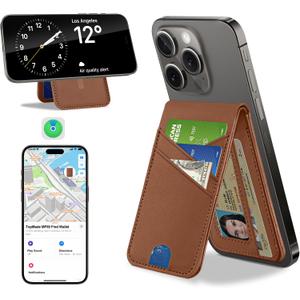 TopMade for MagSafe Wallet, Works with Apple Find My, Magnetic Wallet for iPhone 17/16/15/14/13/12 Series, for iPhone Wallet Stand with Finder Tracker, 6 Card Holder, RFID Blocking, Slim, Brown