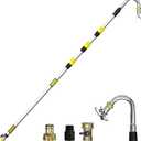 Buyplus 16FT(24FT Reach) Telescopic Gutter Cleaning Tools from The Ground, Rain Gutter Cleaners Tool with 360Rotatable Metal Nozzle, Extension Pole, Hose Attachment, Watering Wand for Garden Hose