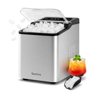 Ice Makers Countertop, 26.5Lbs/24H Ice Machine with 2 Sizes Bullet Ice, 9 Ice Cubes Release in 6 Mins, Self-Cleaning Portable Ice Maker with Ice Scoop and Basket for Home Kitchen Office Bar RV