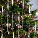 Flutesan 20 Sets Christmas Tree Candle Holders, Metal Christmas Candle Holders with Acrylic Icicle Teardrop Garland Hanging Ornaments Xmas Tree Candlestick for Holiday Party Winter Home Supplies