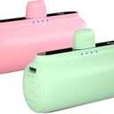 Portable iPhone Charger Fast Charging 5500mAh 2pack, Ultra-Compact Cordless iPhone External Battery Power Bank, Portable Charger for iPhone 14/14 Pro Max/13/13 Pro Max/12/12 Pro etc(Green+Pink)