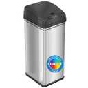 iTouchless 13 Gallon Stainless Steel Automatic Trash Can with Odor-Absorbing Filter and Lid Lock, Sensor Kitchen Garbage Bin, Power by Batteries (not included) or Optional AC Adapter (sold separately)