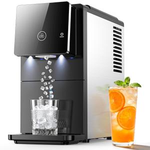 COWSAR Nugget Countertop Ice Maker, 33 lbs/Day Chewable Pellet Ice Machine with Self-Cleaning, Auto Lighting & Measured Dispensing, Portable Pebble Ice Maker for Home, Kitchen, Office, Black