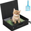 Portable Travel Cat Litter Box for Cats with Lid,Leak-Proof Waterproof Foldable Kitty Litter Box, for Cat Travel Essentials, Hotel, Airplane and Other Outdoor Use(Black)