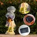 Fairy Garden Statues Outdoor Decor, Angel Figurines with Solar Lights Waterproof Resin Yard Art Sculpture Decoration for Patio, Lawn, Balcony, Mother's Day, Housewarming Gift
