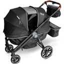 Tandem Wagon StrollerAll-Terrain 2-in-1 Push&Pull Design, Double Seat Capacity, Large Storage, Adjustable Canopy, Removable Child Tray for Kids Outdoor Adventures&Family Outings (ONYX BLACK)