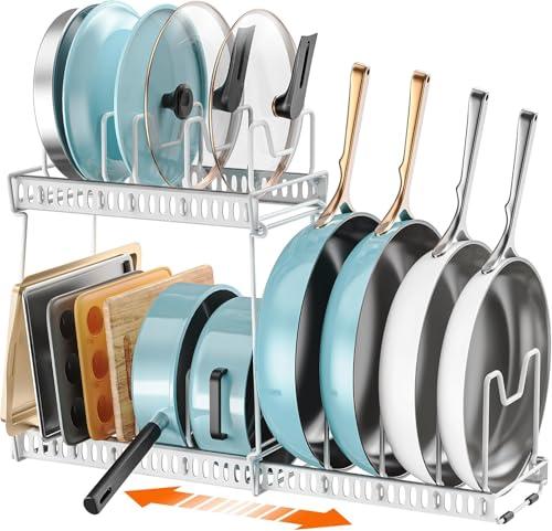MonaSixy 3-Pack Pots and Pans Organizer for Under Cabinet, Bright White