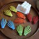 5Pairs Left & Right Skeleton Hands Hair Clips 3" Skull Bone Shape Barrettes Halloween Party Accessories, 5 Mixed Color