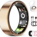Smart Ring for Women & Men, Health Tracker Ring with Heart Rate, Blood Oxygen,Blood Pressure, IP68 Waterproof Fitness Ring, Sleep Tracker for iPhone and Android, No APP Fee (Rose Gold, 9#)