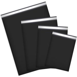 UCGOU 100 Pack Black Poly Mailers Variety Size Pack, 10x13 Inch & 12x15.5 Inch & 14.5x19 Inch &19x24 Inch, 25 PCS Each Shipping Bag, Self-sealing Adhesive Mailers Assorted Sizes for Small Business