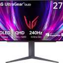 LG 27GS93QE 27-inch Ultragear OLED Gaming Monitor QHD 1440p 240Hz 0.03ms DisplayHDR True Black 400 AMD FreeSync Premium Pro NVIDIA G-Sync HDMI 2.1 DisplayPort Tilt/Height/Pivot Stand Black