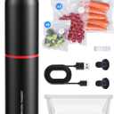 AIRMSEN Handheld Vacuum Sealer with 1.4L Glass Vacuum Container and 11 PCS Reusable Sous Vide Bags, Compact Vacuum Sealer Machine for Food Storage