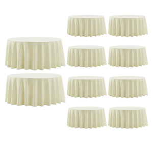 Round Tablecloth 120 Inch Tablecloth 6 Pack Ivory Table Cloths Washable Decorative Polyester TableClothes Cover for Dining Table Banquets Buffet Parties and Wedding