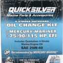 Quicksilver 4-Stroke Oil Change Kit for Mercury Outboard Engines 15, 20, 25, 30, 40, 50, 60, 75, 90, 115, 150, 175, 200, 225, 250, 300, 350, 400 HP