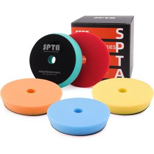 Buffing Polishing Pads, SPTA 6'' Orbital Buffer Pads Hook and Loop Buffing Pads, Foam Polish Pad 5 Grits from Coarse to Fine for 6 Inch DA Rotary Polisher Compounding, Polishing and Waxing
