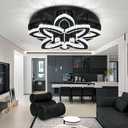 Dia 24" Modern Crystal Chandeliers Black Chandelier LED Flush Mount Ceiling Light for Living Room Dining Room Bedroom Foyer Entryway LED Dimmable 2700-6000K