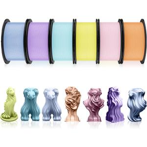 Pangda 3D Printer Filament Pla Bundle 1.75mm Multicolor, 0.02mm Dimensional Accuracy, 3D Printing Filament for DIY Projects, Holiday Crafts(1.5 kg,Pastel Color)