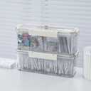 Yesesion 2 Pack Card Storage Box for Top Loader, Clear Display Case with Lid and Handle for Collectible Trading Baseball Football Game Card, Portable Art Crafts Organizer