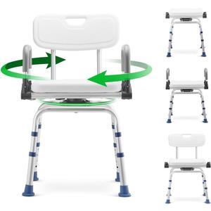 GreenChief Swivel Shower Chair for Inside Shower - Handicap Bath Chair with Drop Arms and Back, 360 Degree Rotating Shower Seat for for Elderly and Disabled (300 LB)