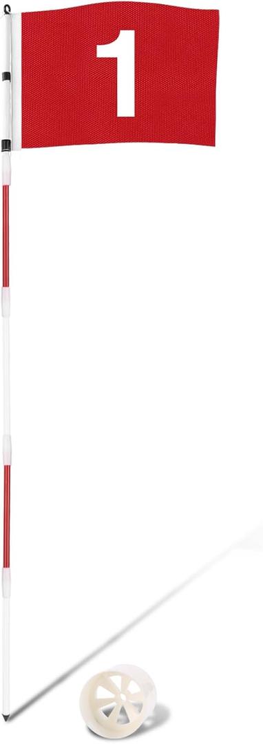 Golf Flagstick 6ft, 5-Section Design, ABS Hole Cup, 420D Nylon Flag for Backyard Practice Putting Green | Driving Range | Country Club, Gift for Golf Lovers