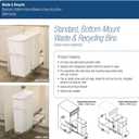 Knape & Vogt SBM9-1-20WH 8.38 in. W x 20 in. D x 17.31 in. H In Cabinet Pull-Out Bottom Mount 20qt Trash Can