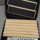 Mexican Train Dominoes Set Double 12 Colored Dot Dominos with 8 Wooden Racks & 91 Tiles Portable Travel Case Classic Family Board Game Cognitive Strategy Game for Adults Kids