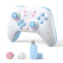 Kuitmor Blue Switch Controller,Blue Dog Hall Effect Controllers Wireless for Switch 2/1/OLED/Lite,PC,Android,iOS, Bluetooth + Wired + 2.4G Receiver,1000mAh Battery,6-Axis Gyro,Dual Vibration,RGB Breathing Light