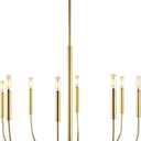 JONATHAN Y 27.25" Gold Painting 8-Light Amoros Modern Iron Chandelier, Mid-Century Candle-Style Hanging Fixture for Dining Room, Kitchen Island, LED Bulbs Included (JYL7900B)