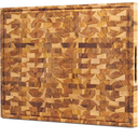 Teak Wood Cutting Board – Large End Grain Butcher Block with Juice Groove & Handle, Reversible Heavy-Duty Wooden Board for Kitchen, Meat, Vegetables & Cheese 20x14x1.5 inches