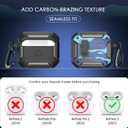 2 x RFUNGUANGO for AirPods 3 Case Cover with Cleaning Kit and Carabiner, Safety Lock and Automatic Pop-up, Compatible with Airpods 3rd Generation Case, Support Wireless Charging, Blue Camo