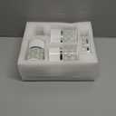 Creative Scents Mirror Damask Bathroom Accessory Set Complete - Decorative 4 Piece White and Gray Bathroom Set Includes: Soap Dispenser, Soap Dish, Toothbrush Holder and Tumbler