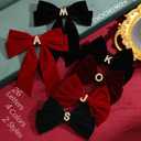 2Pcs Velvet Hair Bows Set  Red Elegant Bow Clip & Long Ribbon Hair Clip, Personalized Hair Accessories for Women, Girls & Kids, Gift for Weddings, Birthdays, Christmas-C