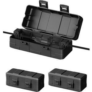 DEWENWILS 3 Pack Outdoor Extension Cord Cover, Weatherproof Connection Box with PP Material, Waterproof Electrical Cord Protector for Outdoor/Decorative Light(Black)