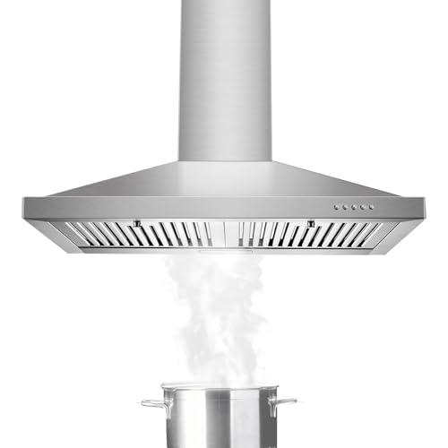 Amazon.com: Tieasy Range Hood, Range Hoods 30 inch Stainless Steel, 450 CFM Kitchen Hood with LED Light Baffle Filters, 3 Speed Exhaust Fan Vent Hood : Appliances