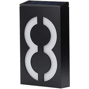 LED Solar House Number Light doorplate, Garden Yard Building Door Wall Address Numbers lamp Sign Plate Solar Powered, LED Lighted Up Outdoor Plaque for Home House Street (Digital 8)