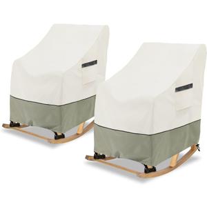 Outdoor Rocking Chair Cover 2 Pack,100% Waterproof Heavy Duty Outdoor Chair Covers,Patio Rocking Chair Covers for Outdoor Furniture,26"W x 32.5"D x 43"H inches,White&Grayish Green.