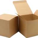 Oletx 25 Pcs Brown Paper Gift Boxes, Small Candy Boxes Bulk, 4x4x4 inch Gift Box with Lids, Goodie Treat Boxes for Party Favors, Birthday Gifts, Wedding Gifts