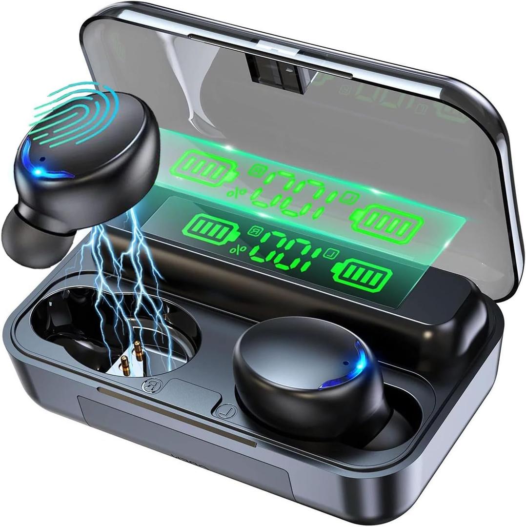 BMHOLU Wireless Earbuds with Large Charging Case and Phone Charging Function, IPX5 Waterproof, Hi-Fi Stereo Sound, Touch Control, for iOS/Android