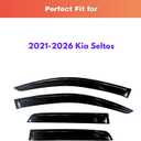 KPY Rain Guards Fit for 2021-2026 Kia Seltos, Out-Channel Window Visors Vent Wind Deflectors 4PC, Car Accessories for 21-26 Seltos