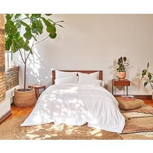 Buffy Breeze Comforter - Soft 100% Eucalyptus Lyocell, Cooling, White Lightweight Summer Duvet Insert with Corner Tabs (Full/ Queen) 