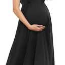 OUGES Womens 2025 Spring Hidden Zipper Nurisng Dress for Breastfeeding Casual Sleeveless Ruffled Midi Maternity Dress (Large, Black)