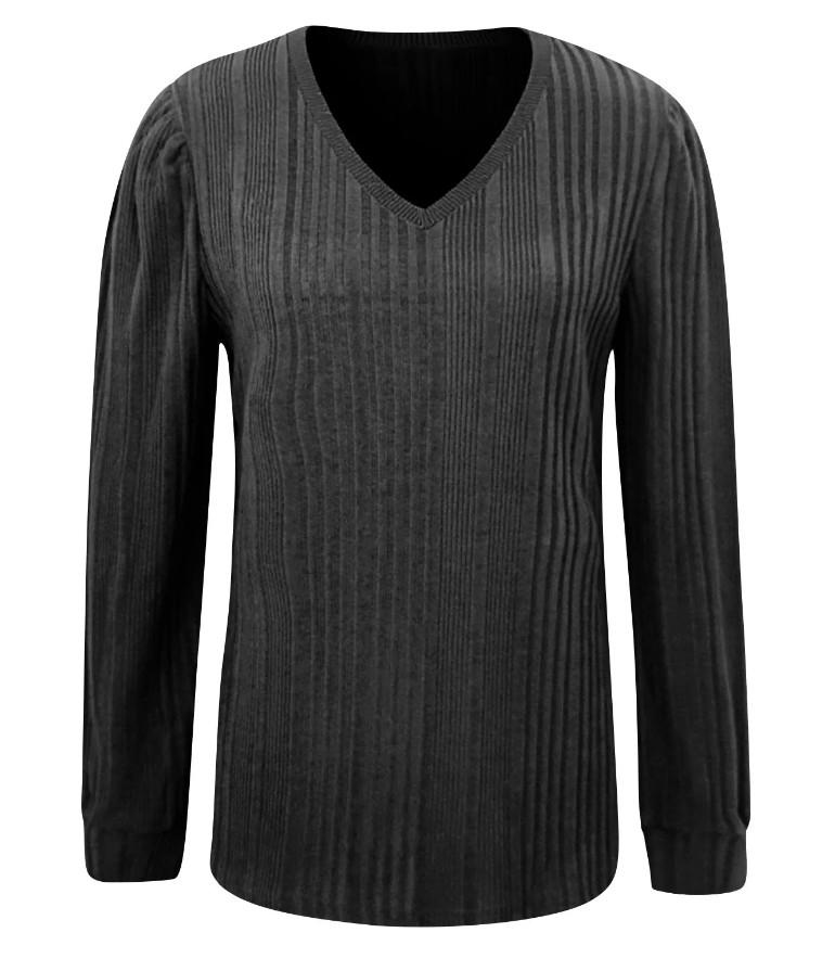 Womens Plus Size Lightweight Sweaters Fashion V Neck Long Sleeve Side Slit Hem Pullover Tops Casual Loose Solid Color Blouse Black