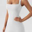 QINSEN Womens Solid Off White Square Neck Bodycon Dress Sleeveless Short Length Party Dress M