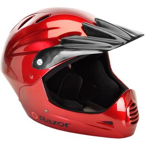 Razor Full Face Youth Helmet - Lightweight Plastic Outer Shell with Adjustable Straps for Young Riders (Black Chery)