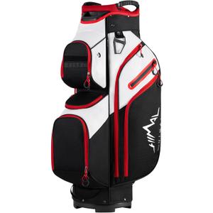 UNIHIMAL Golf Cart Bag, 15 Way Organizer Divider Top with Handles and Rain Cover (Black-White)