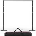 EMART Pipe and Drape Backdrop Stand Kit, 8.9ftx10ft Heavy Duty Adjustable Photo Background, Metal Frame with Flat Base for Wedding, Birthday Party, Banquet Decorations - Black, 8.9X10FT