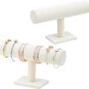 2 Pcs/Set Bracelet Holder Stand, Detachable Display Holder, Velvet Watches Organizer Rack, Hovering T-Bar Necklace Jewelry Display Stand for Home or Store Selling Show (Beige)