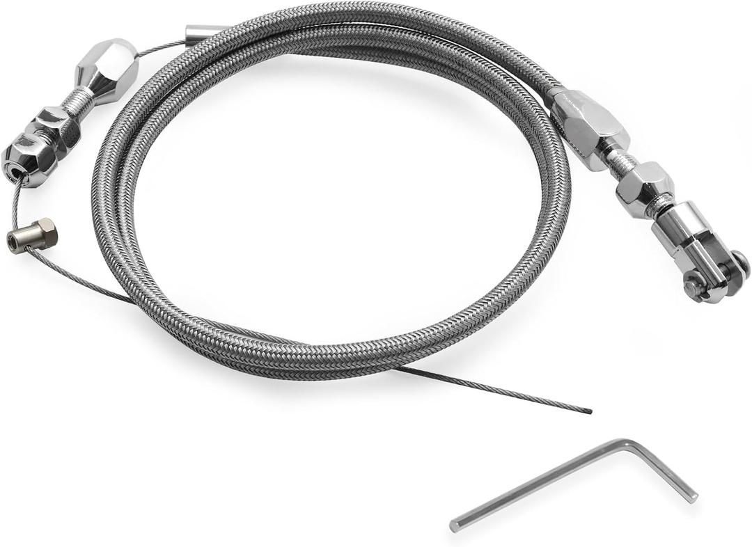 36-Inch LS Throttle Cable, Compatible with Chevrolet LS1 Engine 1997-2007, 4.8L 5.3L 5.7L 6.0L, LS Swap Fuel Line Kit.Stainless steel braided cable (Chrome)