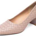 NEWBELLA Women’s Patent Square Toe Pumps - Low Chunky Block Heel Dress Shoes for Office, Party & Daily Wear