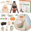 Kids Camping Set  an Indoor/Outdoor Pretend Play Adventure kit Featuring a Tent, Oil lamp, Stove, and More. Perfect for Ages 3+ (Multicolor)